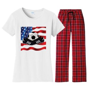 US Soccer Fan Team USA Ball Flag Women's Flannel Pajama Set