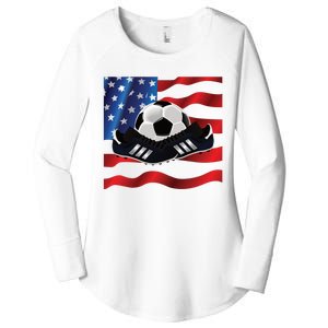 US Soccer Fan Team USA Ball Flag Women's Perfect Tri Tunic Long Sleeve Shirt