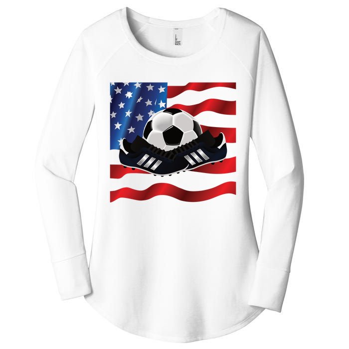 US Soccer Fan Team USA Ball Flag Women's Perfect Tri Tunic Long Sleeve Shirt