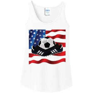 US Soccer Fan Team USA Ball Flag Ladies Essential Tank