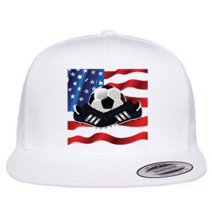 US Soccer Fan Team USA Ball Flag Flat Bill Trucker Hat