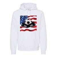 US Soccer Fan Team USA Ball Flag Premium Hoodie