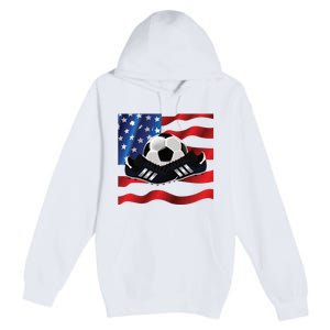 US Soccer Fan Team USA Ball Flag Premium Pullover Hoodie