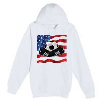 US Soccer Fan Team USA Ball Flag Premium Pullover Hoodie