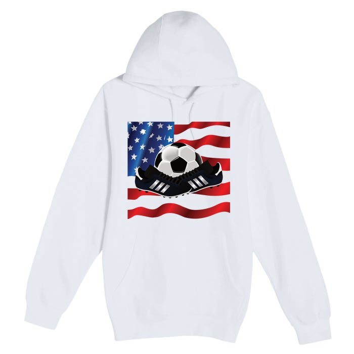 US Soccer Fan Team USA Ball Flag Premium Pullover Hoodie