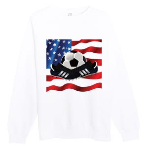 US Soccer Fan Team USA Ball Flag Premium Crewneck Sweatshirt