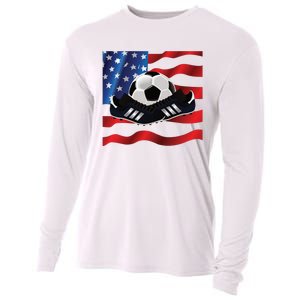 US Soccer Fan Team USA Ball Flag Cooling Performance Long Sleeve Crew