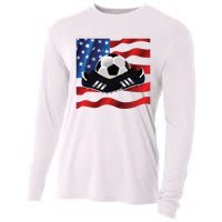 US Soccer Fan Team USA Ball Flag Cooling Performance Long Sleeve Crew