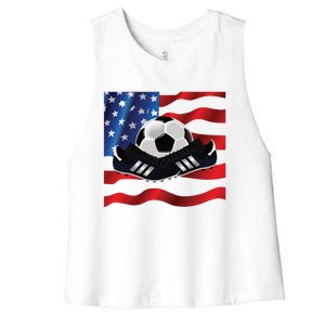 US Soccer Fan Team USA Ball Flag Women's Racerback Cropped Tank