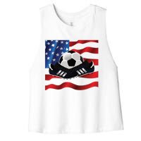 US Soccer Fan Team USA Ball Flag Women's Racerback Cropped Tank