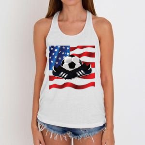 US Soccer Fan Team USA Ball Flag Women's Knotted Racerback Tank