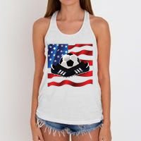 US Soccer Fan Team USA Ball Flag Women's Knotted Racerback Tank