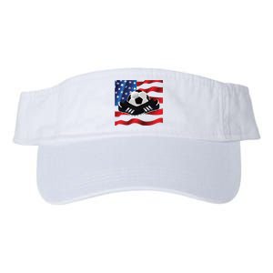 US Soccer Fan Team USA Ball Flag Valucap Bio-Washed Visor