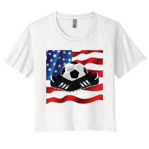 US Soccer Fan Team USA Ball Flag Women's Crop Top Tee