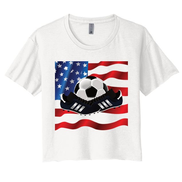 US Soccer Fan Team USA Ball Flag Crop Top