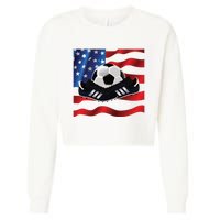 US Soccer Fan Team USA Ball Flag Cropped Pullover Crew