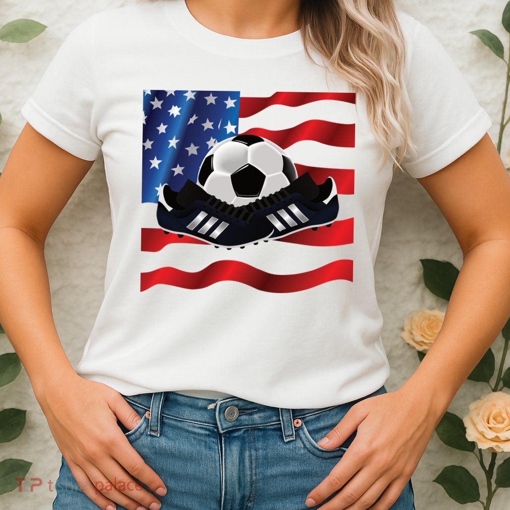 US Soccer Fan Team USA Ball Flag Womens T-Shirt