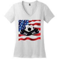 US Soccer Fan Team USA Ball Flag Women's V-Neck T-Shirt