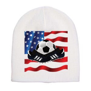 US Soccer Fan Team USA Ball Flag Short Acrylic Beanie