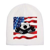 US Soccer Fan Team USA Ball Flag Short Acrylic Beanie