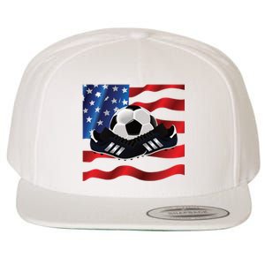 US Soccer Fan Team USA Ball Flag Wool Snapback Cap