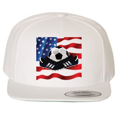 US Soccer Fan Team USA Ball Flag Wool Snapback Cap