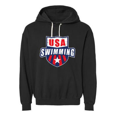 USA Swimming Team Sports Athlete US Swim Aquatic Design Garment-Dyed Fleece Hoodie