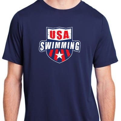 USA Swimming Team Sports Athlete US Swim Aquatic Design Adult ChromaSoft Performance T-Shirt