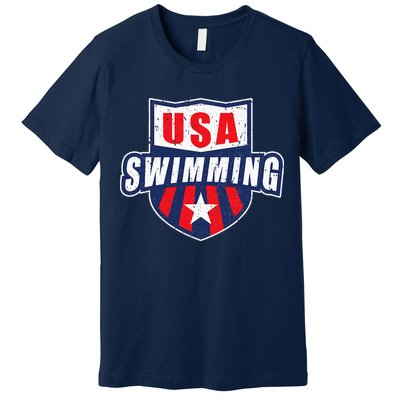 USA Swimming Team Sports Athlete US Swim Aquatic Design Premium T-Shirt