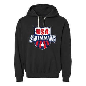 Usa Swimming Team Sports Athlete Us Swim Aquatic Garment-Dyed Fleece Hoodie