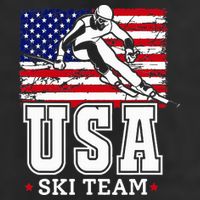 Usa Ski Team American Flag Skiing Skier 7 Panel Mesh Trucker Snapback Hat