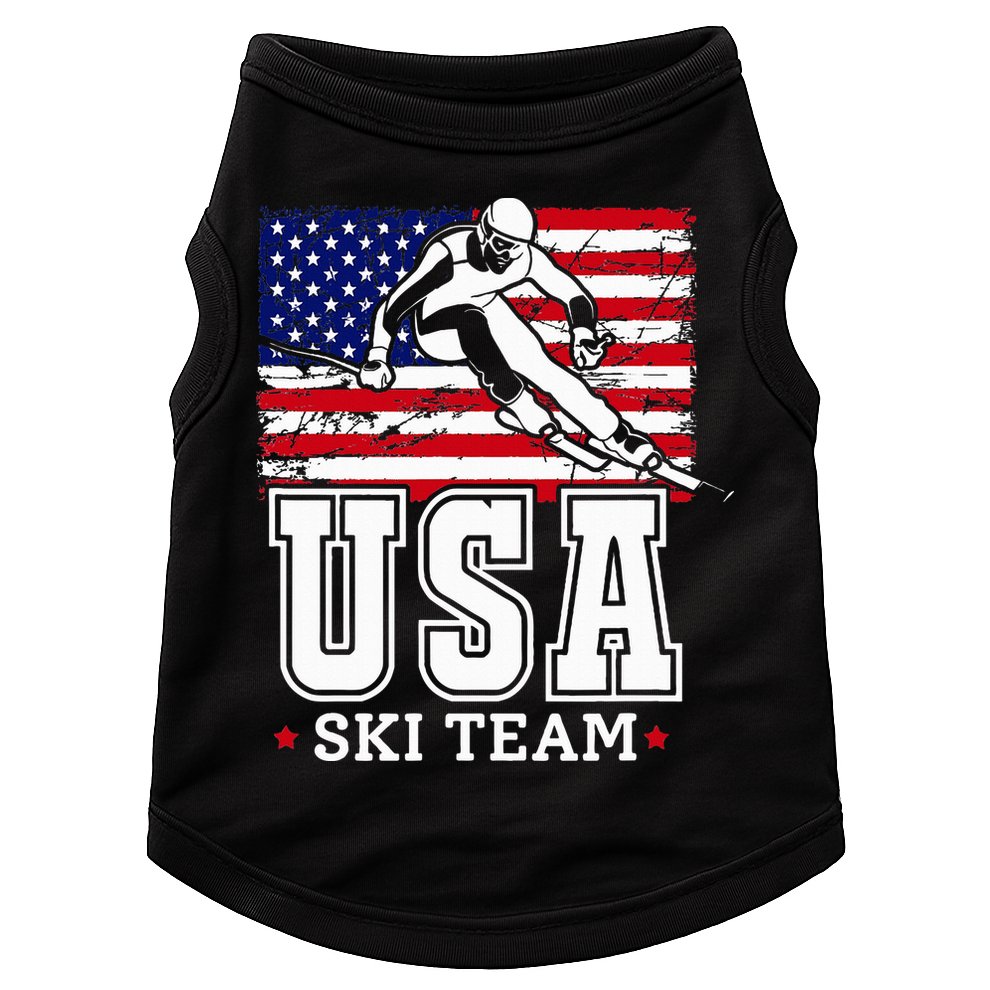 Usa Ski Team American Flag Skiing Skier Doggie Tank