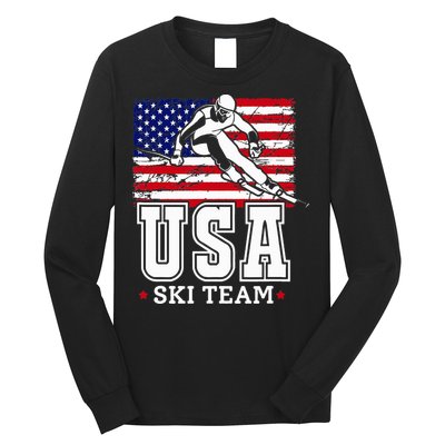 Usa Ski Team American Flag Skiing Skier Long Sleeve Shirt