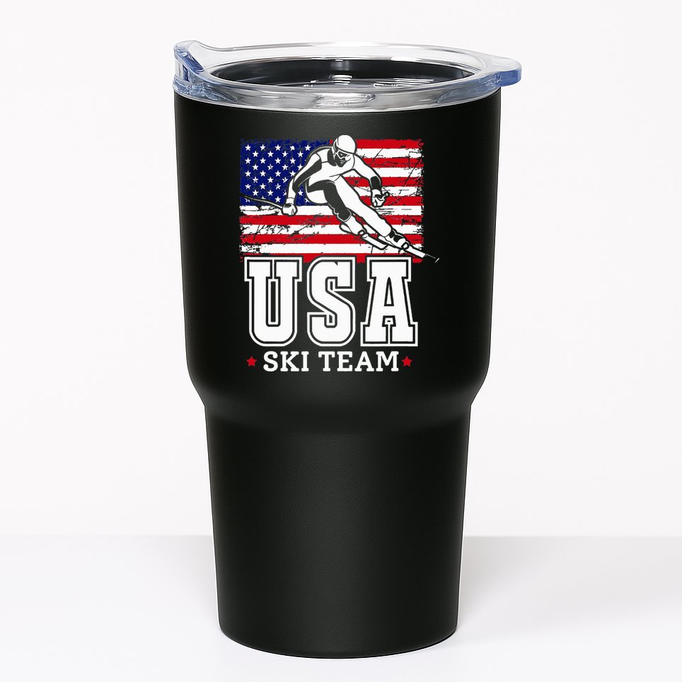 Usa Ski Team American Flag Skiing Skier Tumbler