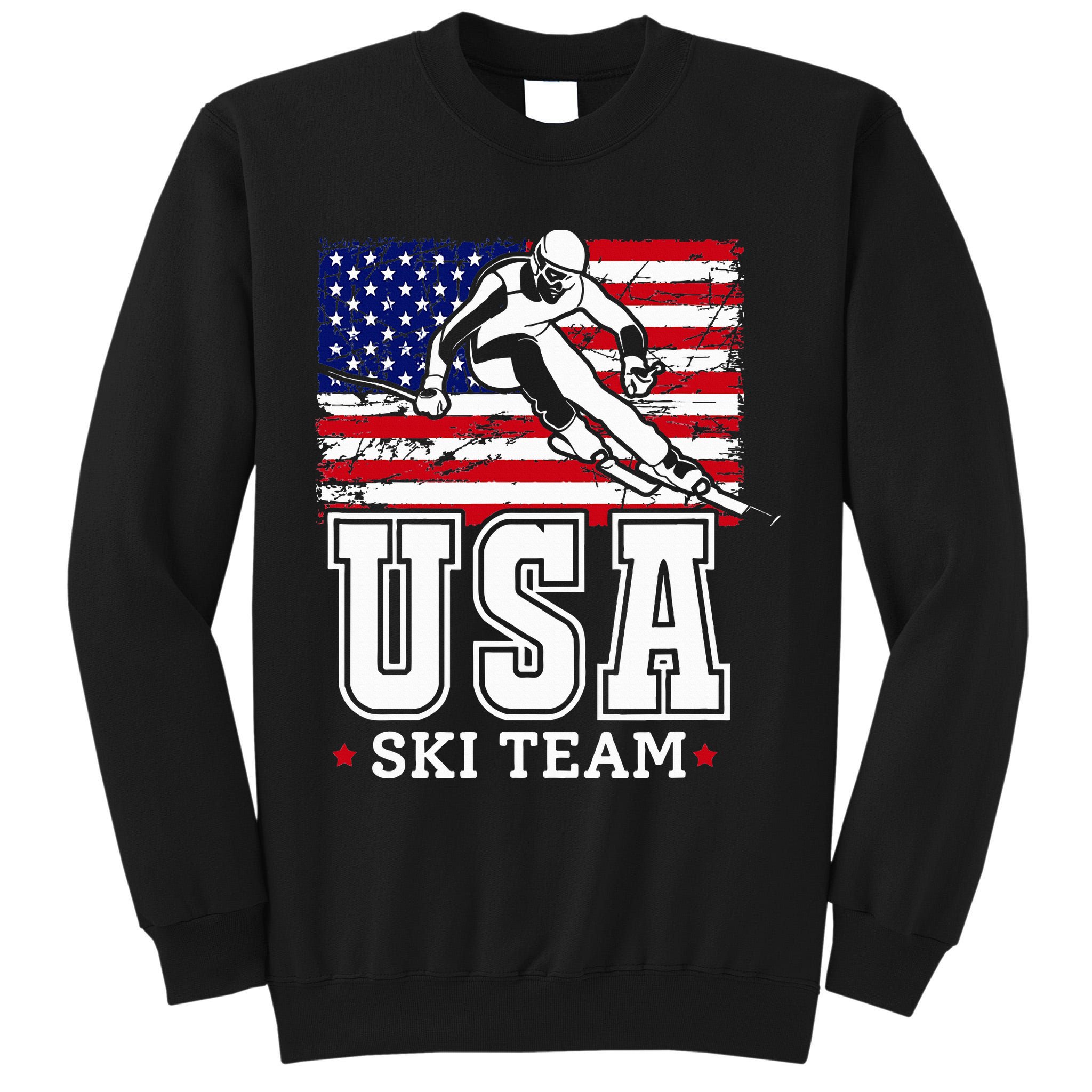 Usa Ski Team American Flag Skiing Skier Tall Sweatshirt