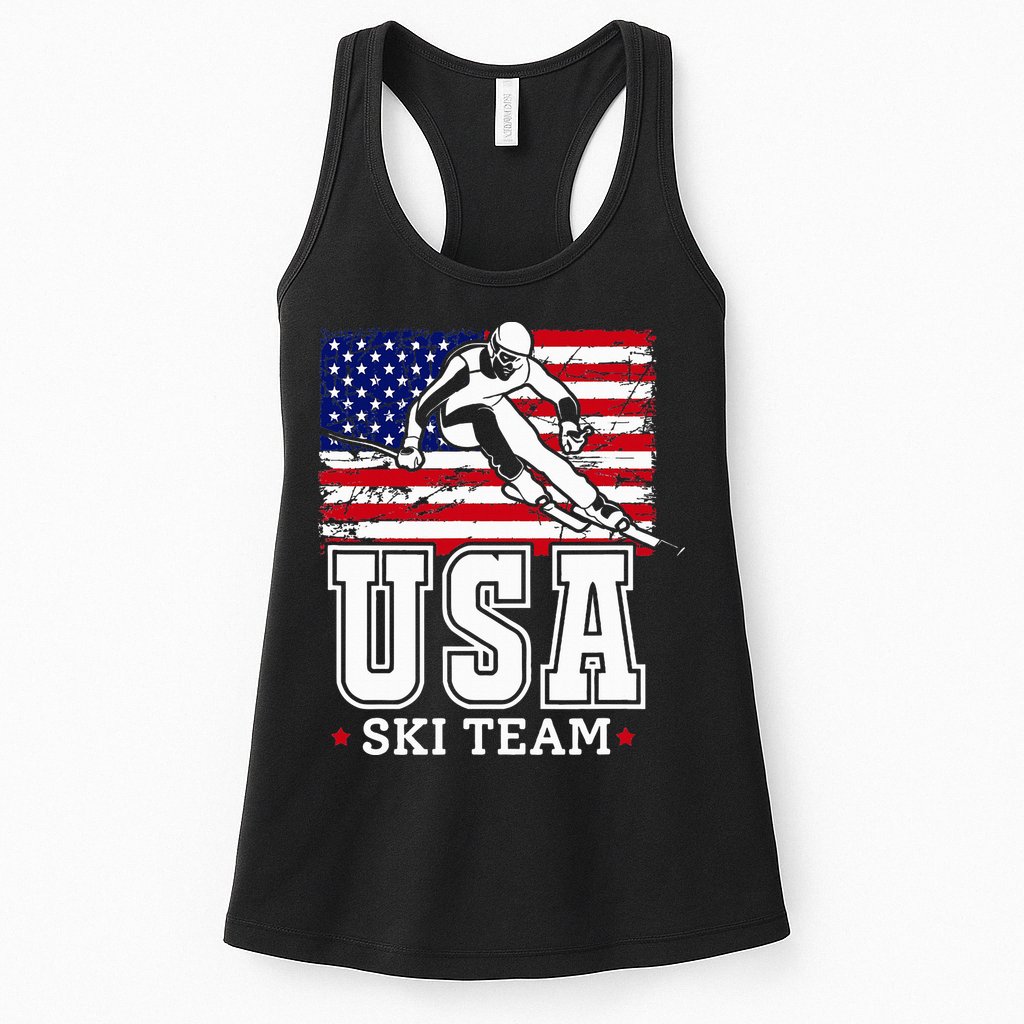 Usa Ski Team American Flag Skiing Skier Womens Tank Top