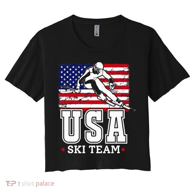 Usa Ski Team American Flag Skiing Skier Crop Top