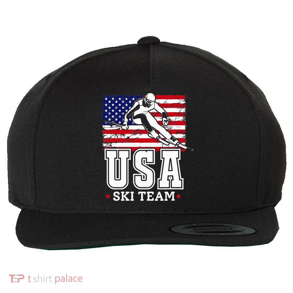 Usa Ski Team American Flag Skiing Skier Wool Snapback Cap