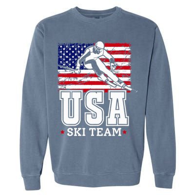 Usa Ski Team American Flag Skiing Skier Garment-Dyed Sweatshirt