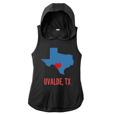 Uvalde Strong Texas Shooting School Ladies PosiCharge Tri-Blend Wicking Draft Hoodie Tank