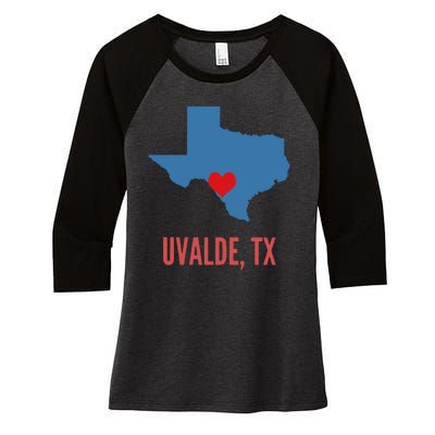 Uvalde Strong Texas Shooting School Women's Tri-Blend 3/4-Sleeve Raglan Shirt