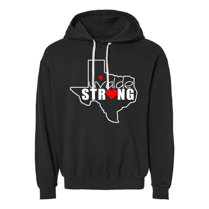 Uvalde Strong Texas Map Heart Garment-Dyed Fleece Hoodie