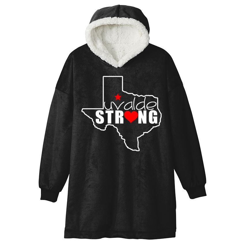 Uvalde Strong Texas Map Heart Hooded Wearable Blanket