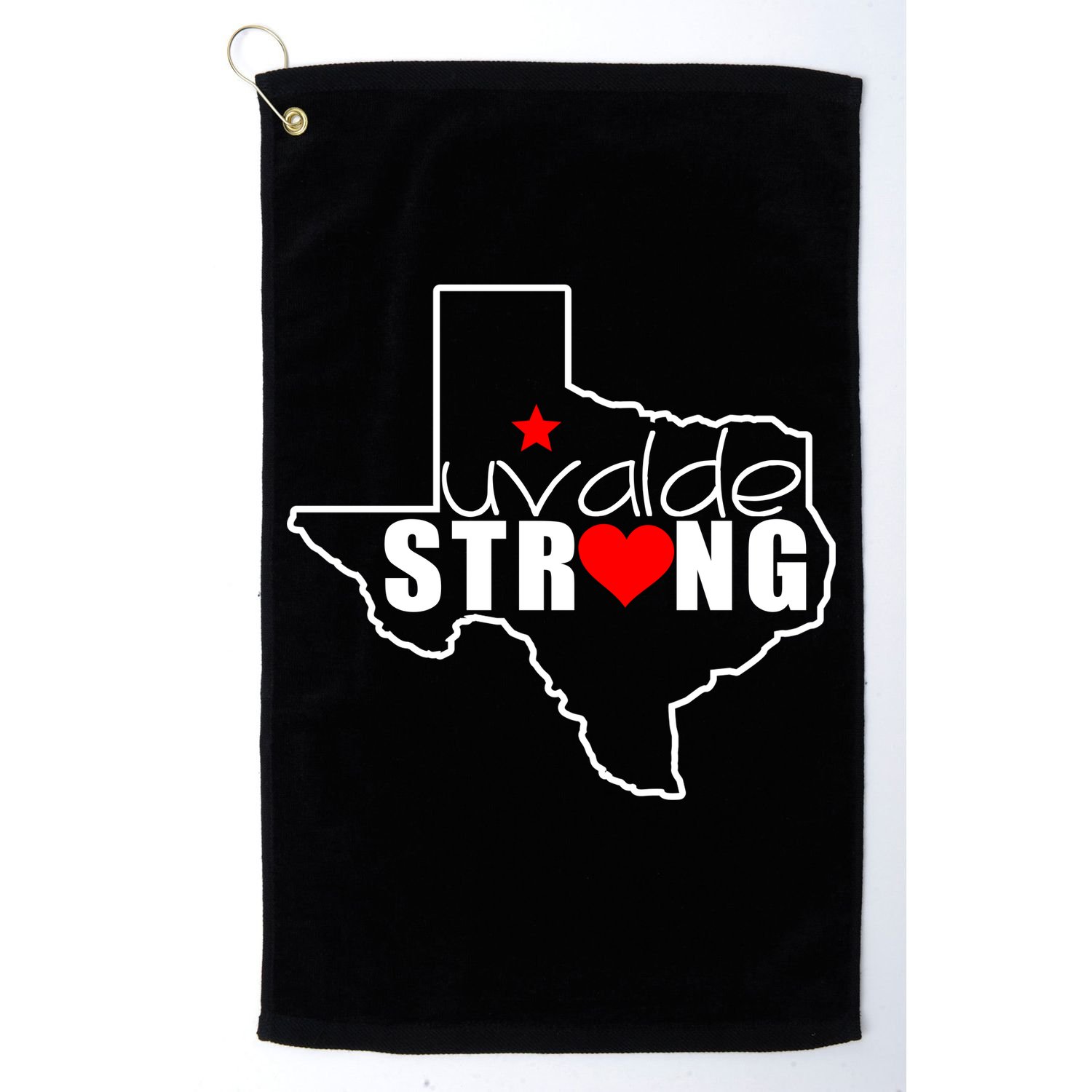 Uvalde Strong Texas Map Heart Golf Towel