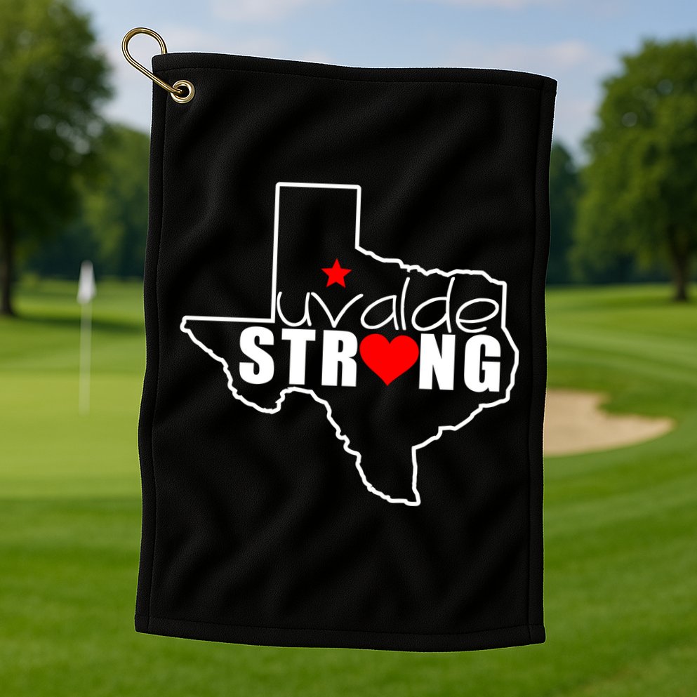 Uvalde Strong Texas Map Heart Golf Towel