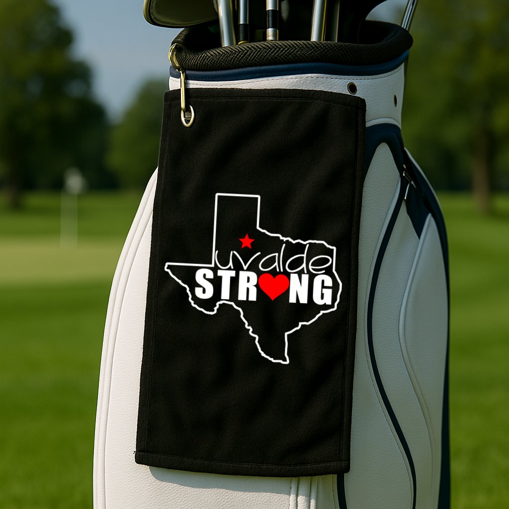 Uvalde Strong Texas Map Heart Golf Towel
