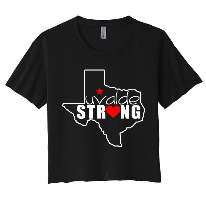 Uvalde Strong Texas Map Heart Women's Crop Top Tee