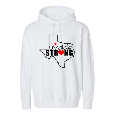 Uvalde Strong Texas Map Heart Garment-Dyed Fleece Hoodie