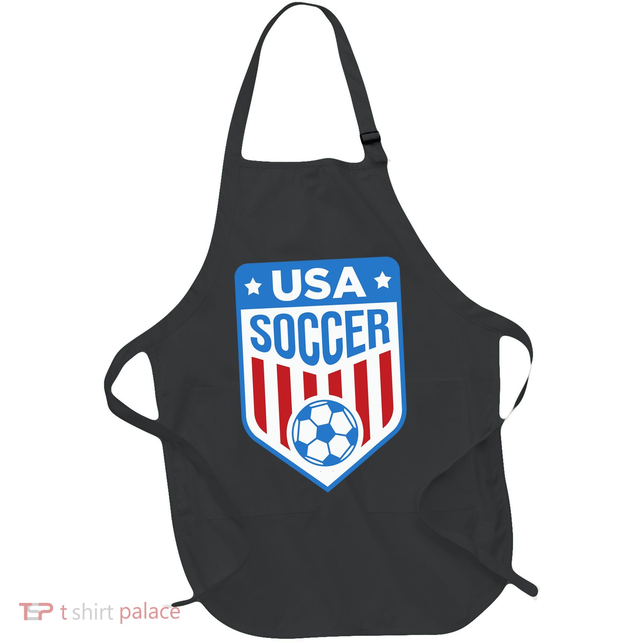 USA Soccer Team Support The Team Shirt USA Flag Football Full-Length Apron With Pockets