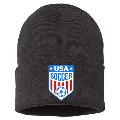 USA Soccer Team Support The Team Shirt USA Flag Football Sustainable Knit Beanie